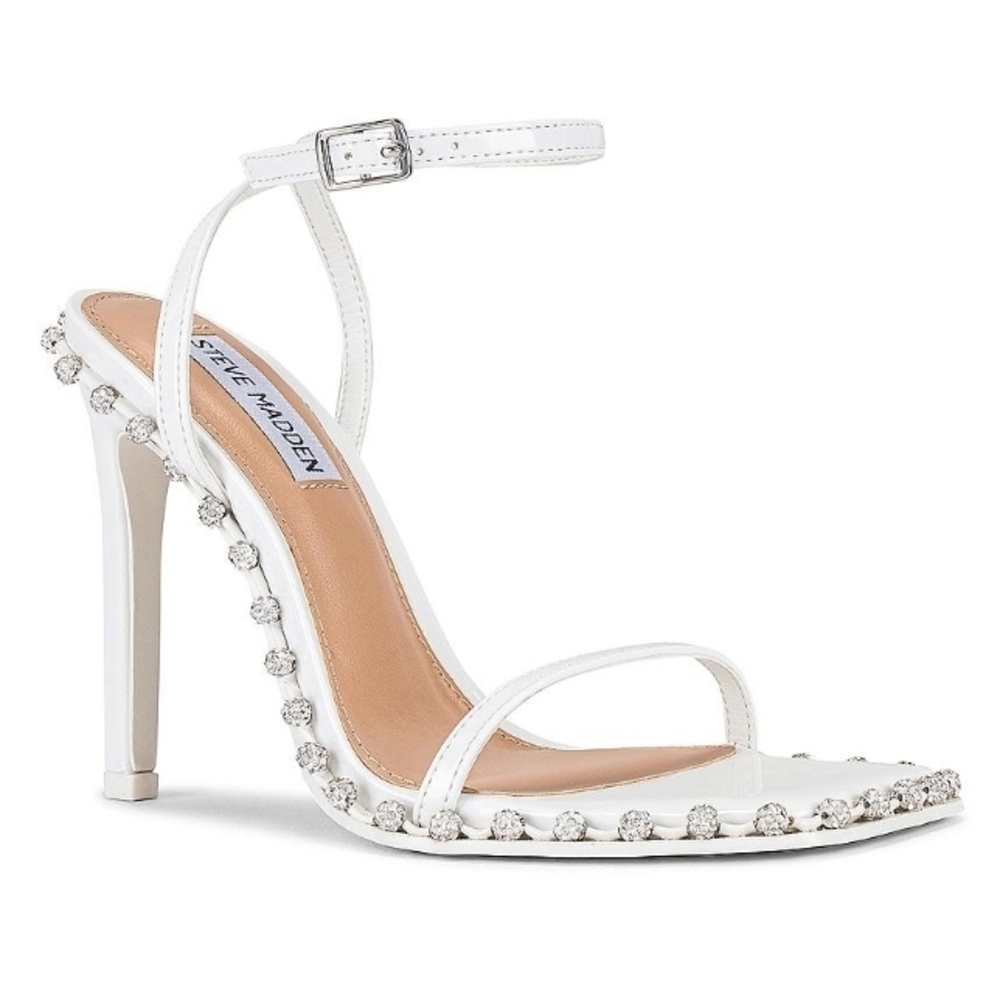 Steve Madden White Crystal-Embellished Heels